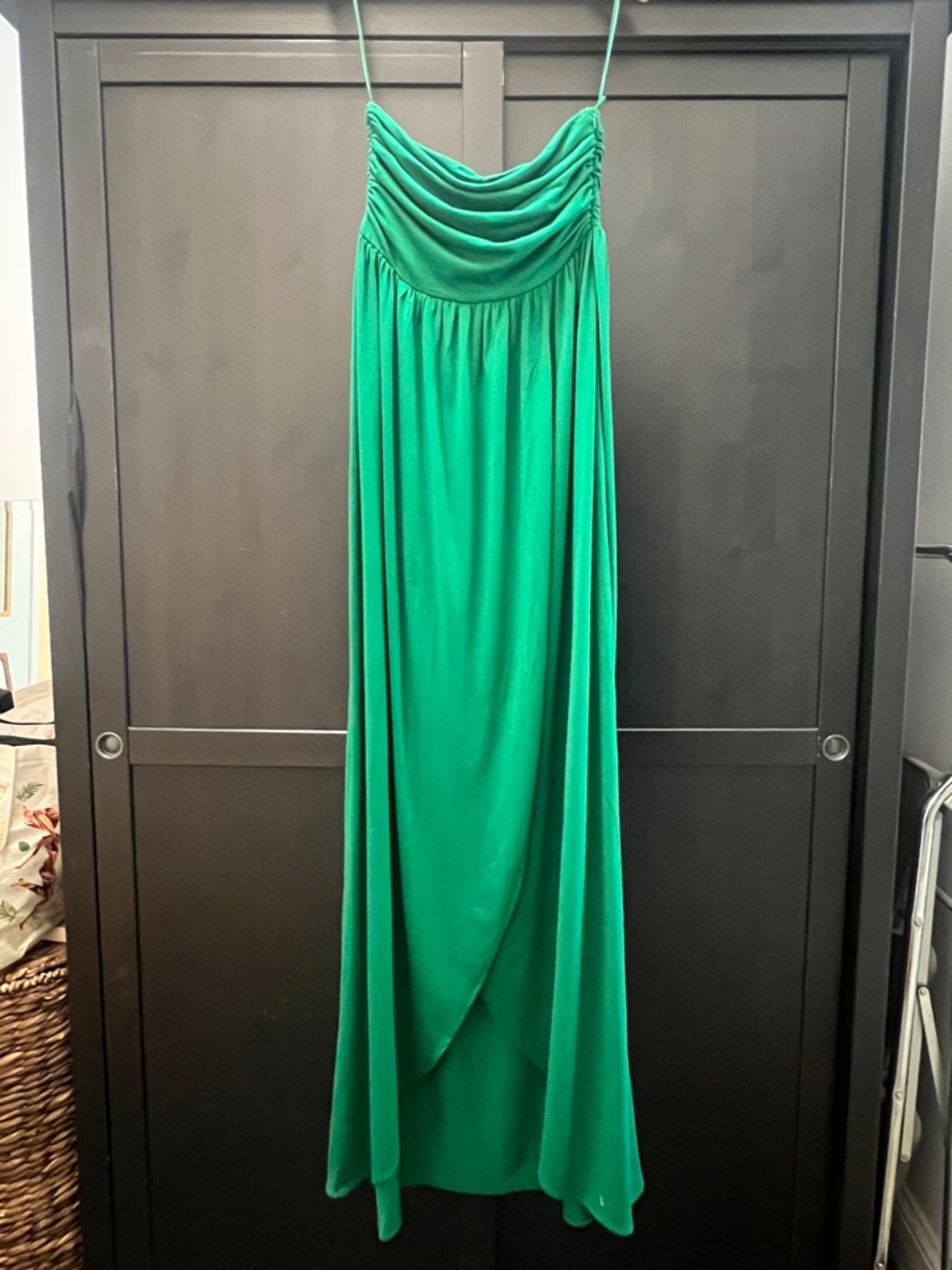 Emerald Green Strapless Knit Maxi Dress